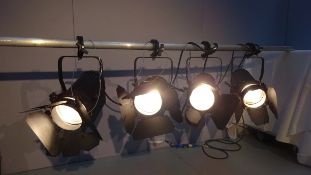 4 x Chauvet LED Ovation F-165WW Zoom Wash Lights c/w Doughty Scaff Clamps, 4 Barn Doors, 4 Safety