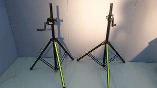 1 pair of K&M Heavy Duty Wind Up Stand Max Central Load 50KG c/w Padded Bag