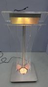 Acrylic Ghost Lectern c/w Flight Cases Please see Photos for inputs & Outputs and Details