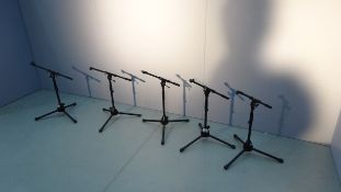 5 Short K & M Microphone Boom Stands c/w Padded Bag