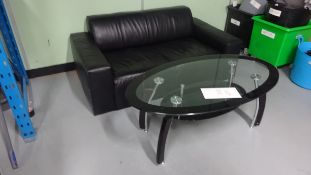 Black Low level settee & Black Glass Top Coffee Table