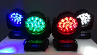 4 x Chauvet Q Wash 419Z LED Moving Wash Lights c/w 8 x Doughty Scaff Clamps, 4 x Safety Wires &