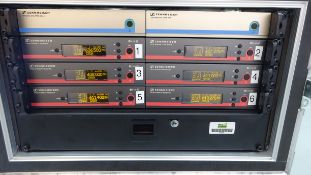 Sennheiser 6 way Radio Rack c/w 4 x 4 Receivers Radio Beltpacks EW100G3 & 4 Lapel Microphones & 2