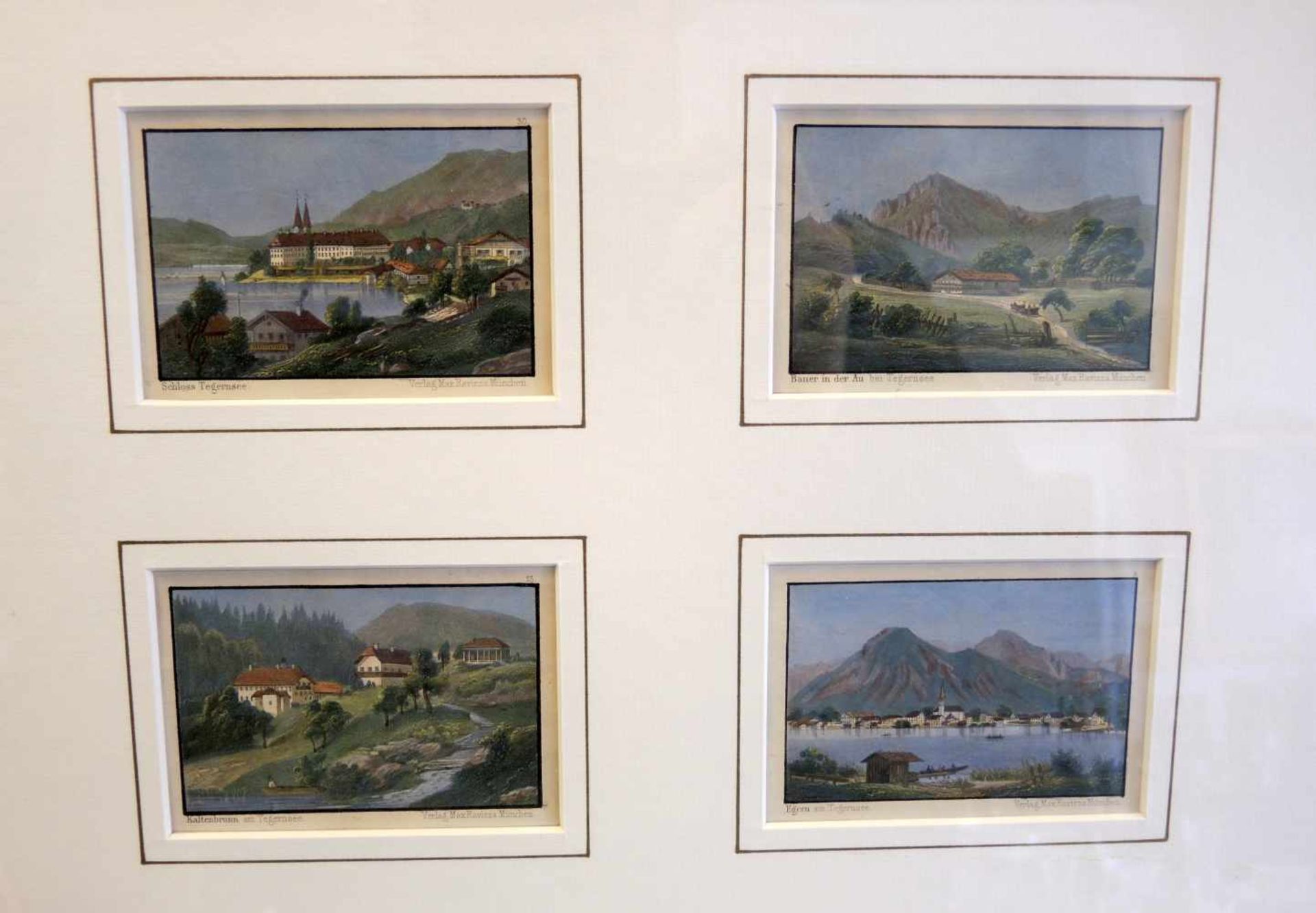 Sammlung von Tegernseer AnsichtenAquatinta-Gouache/Papier. Sammlung von 4 Tegernseer Ansichten, - Bild 2 aus 3