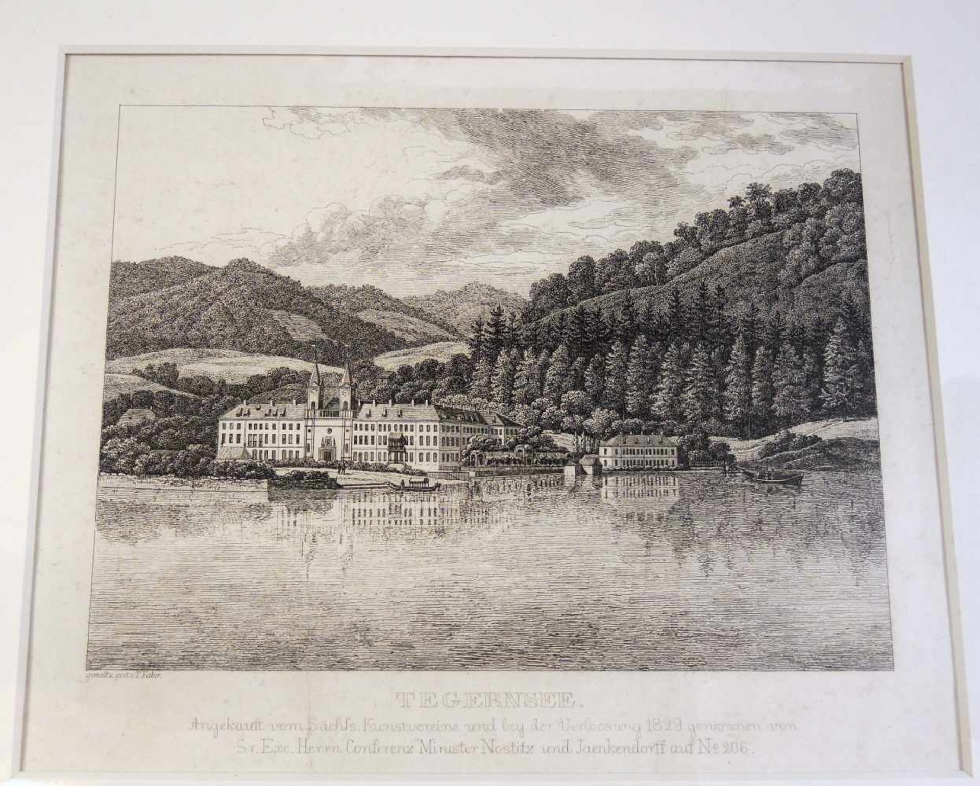 Karl Gottlieb Traugott Faber, 1786 Dresden - 1863 ebendaRadierung/Papier. Ansicht vom Tegernsee