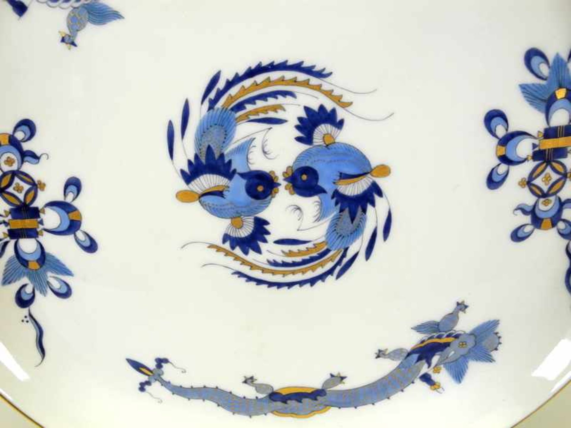 Meissen, "Reicher Drache Blau" DesserttellerPorzellan, am Boden mit unterglasurblauer - Image 2 of 3