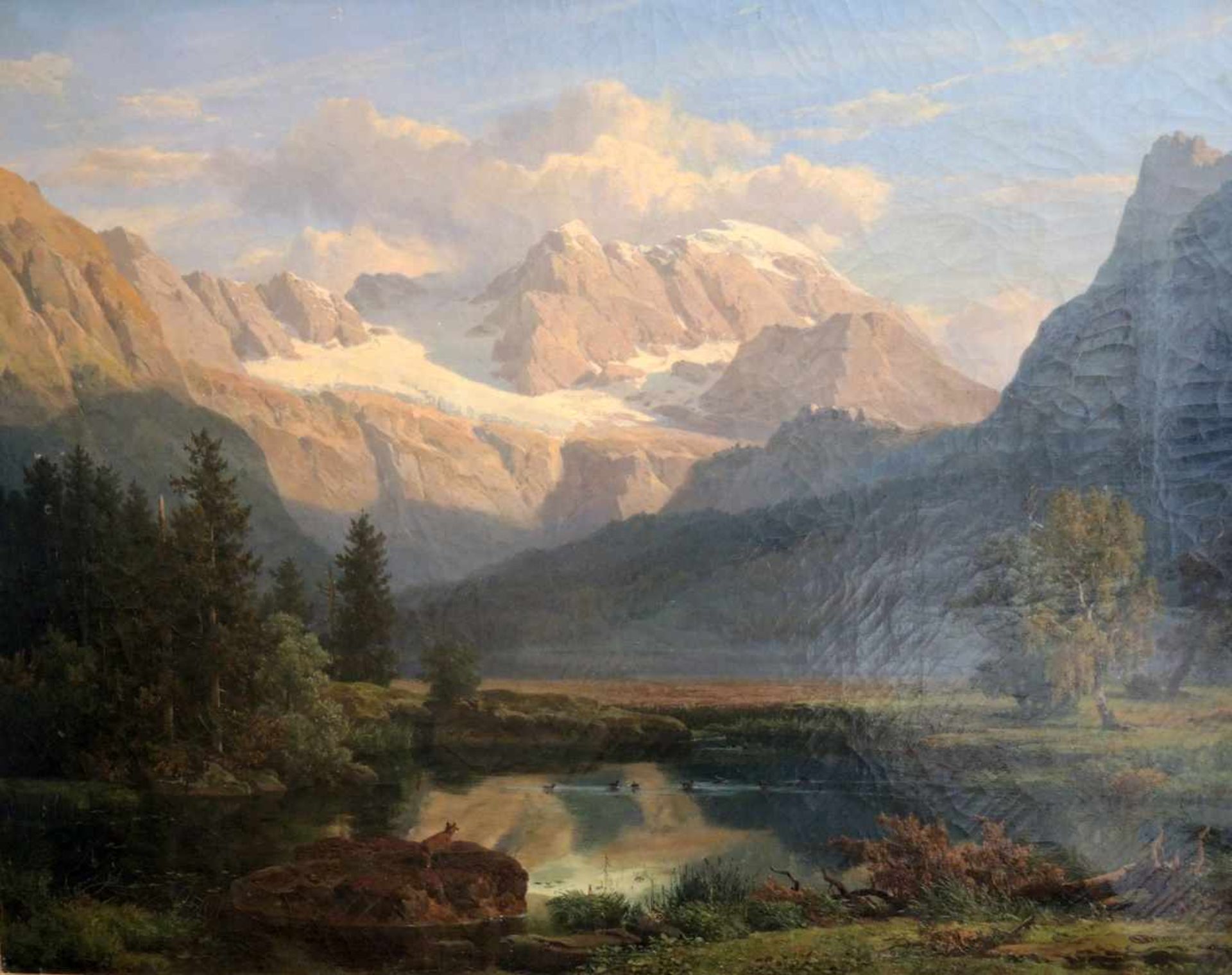 Hans Heinrich Jürgen Brandes, 1803 Braunschweig - 1868 ebendaÖl/Leinwand. Waldsee vor sonniger