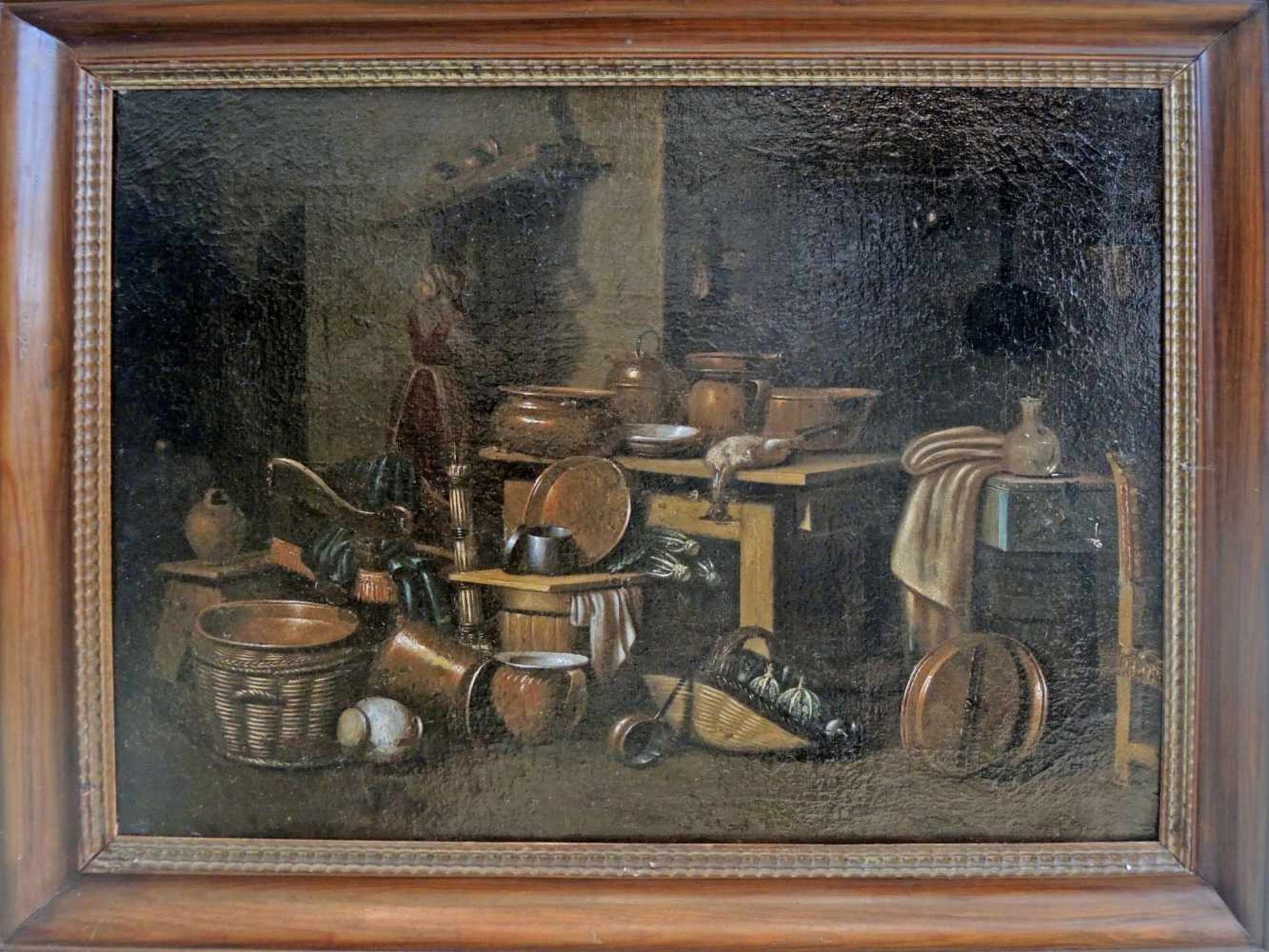 Giovanni Domenico Valentino Umkreis, 1639 - 1715Öl/Leinwand. Kücheninterieur Küchen-Stillleben. - Image 2 of 2