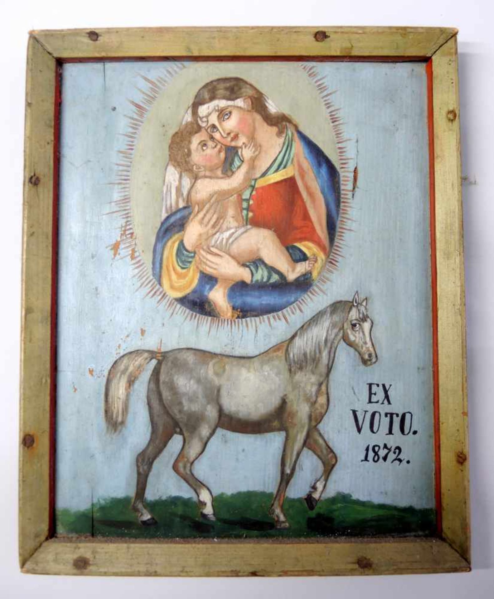 zurÃ¼ckgezogen / withdrawn---Ex VotoÖl/Holz. Votivbild mit der Muttergottes, das Jesuskind umarmend.