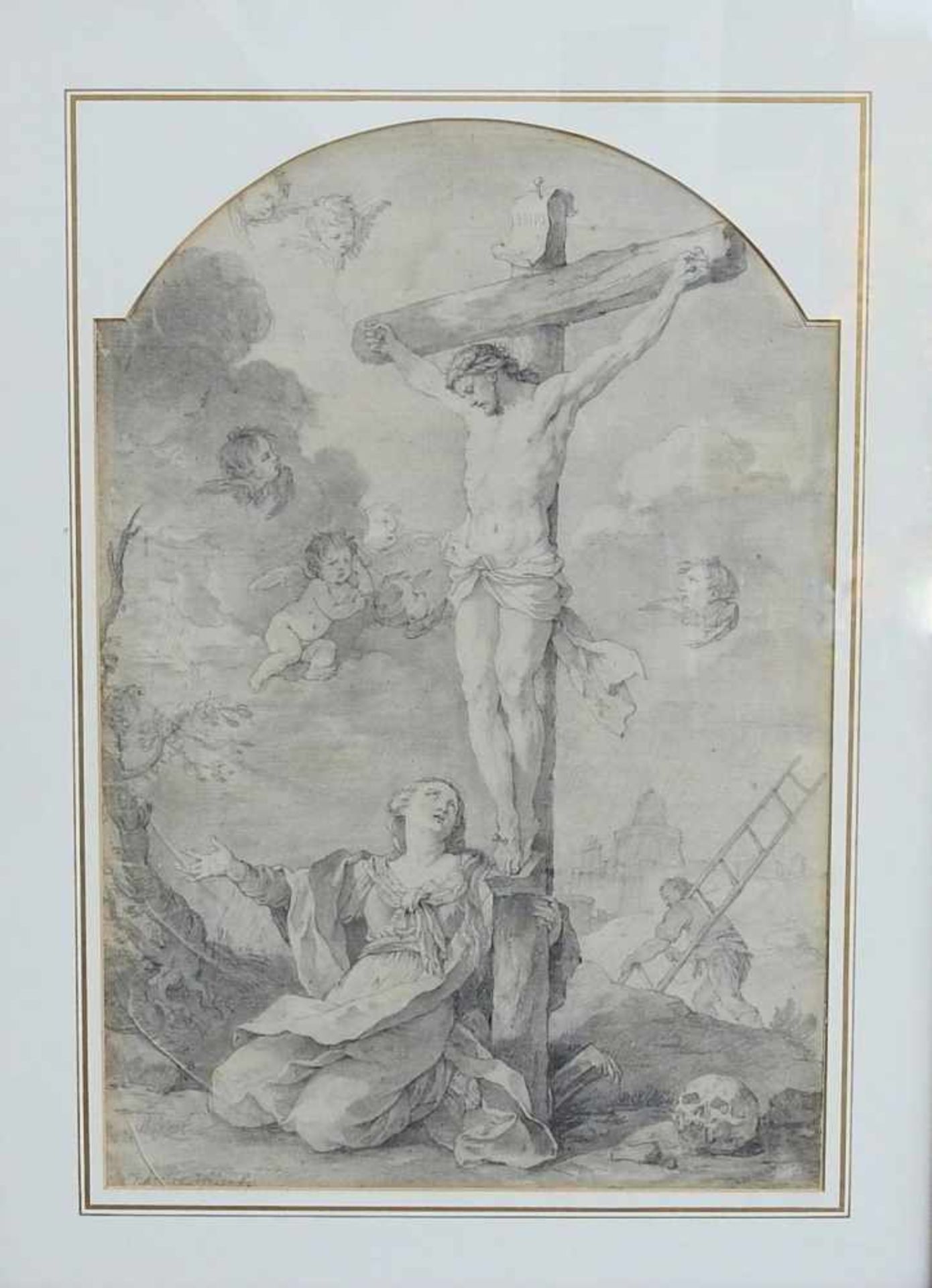 Charles Joseph Natoire, 1700 Nîmes - 1777 RomRadierung/Papier. Die Kreuzigung Jesus. Unten links