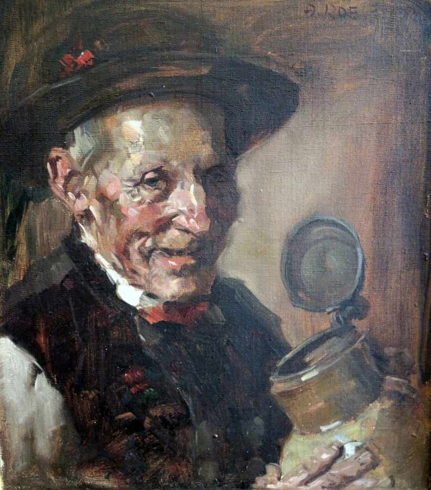 August Roeseler, 18866 Hamburg - 1934 MünchenÖl/Leinwand. Bauer mit Bierkrug. Roeseler war