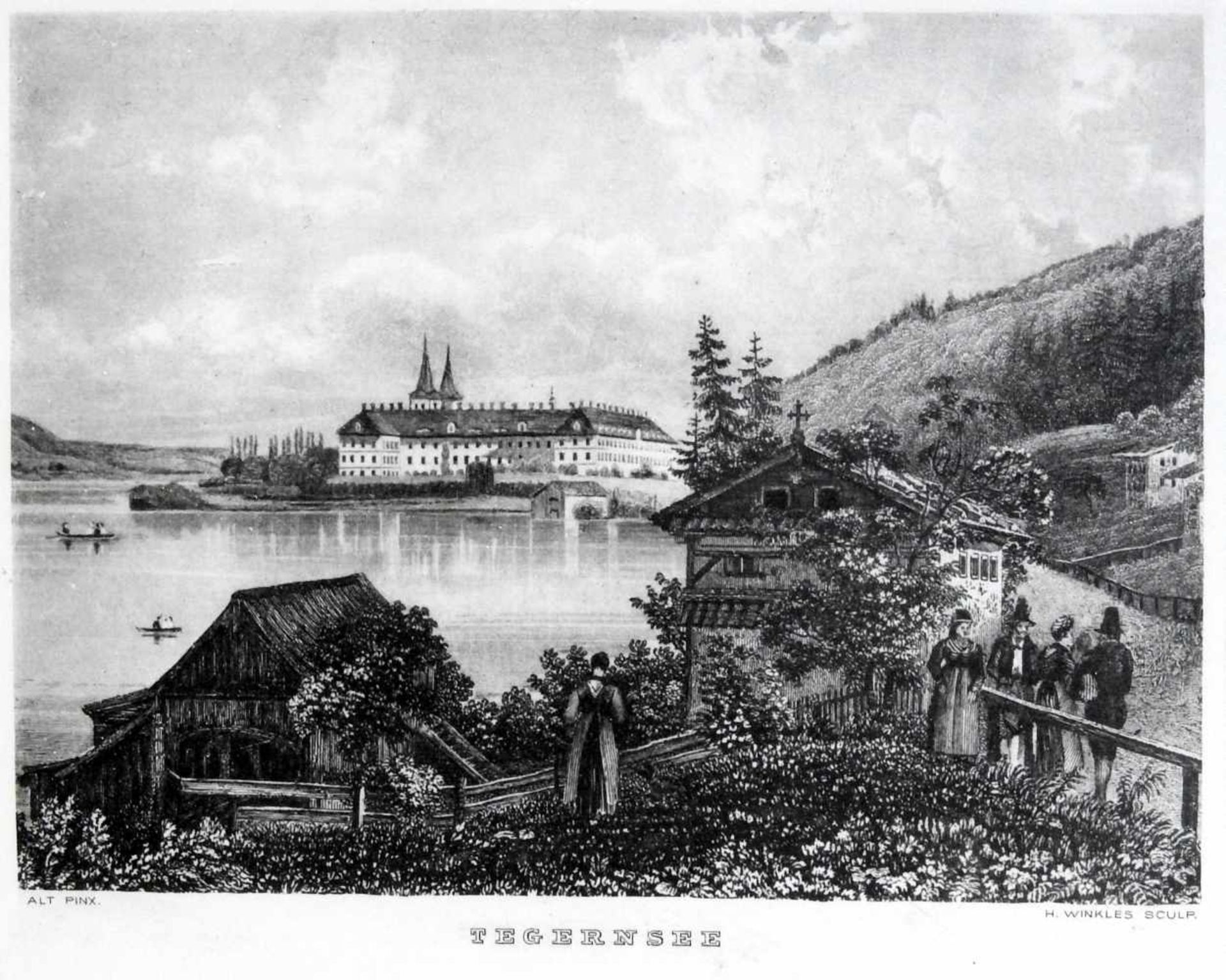 Wohl Jacob Alt, 1789 Frankfurt am Main – 1872 WienStahlstich/Papier. Tegernsee. Unten links "Alt