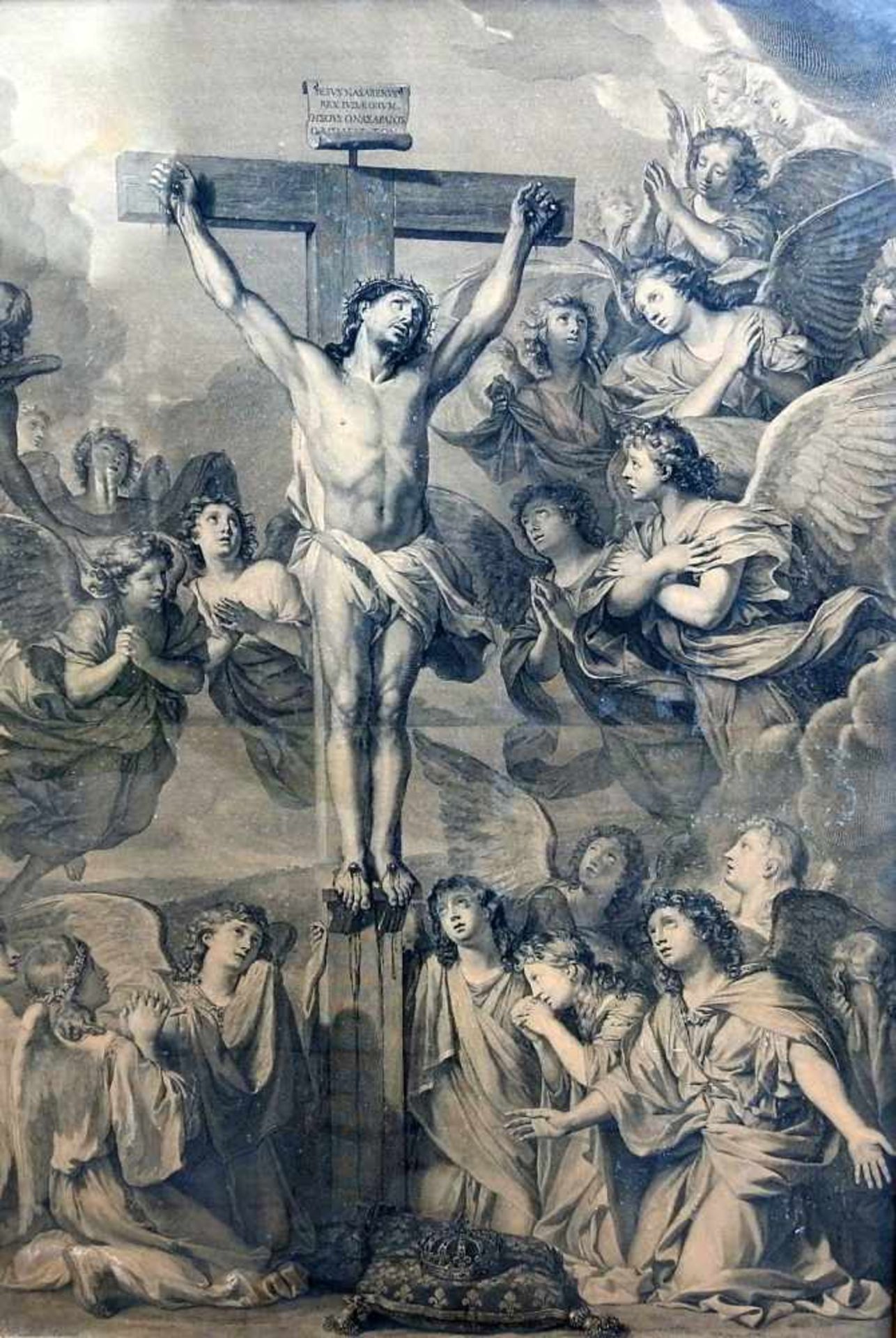 Gérard Edelinck, 1640 Antwerpen - 1707 ParisKupferstich/Papier. Jesus am Kreuz, nach einem Gemälde