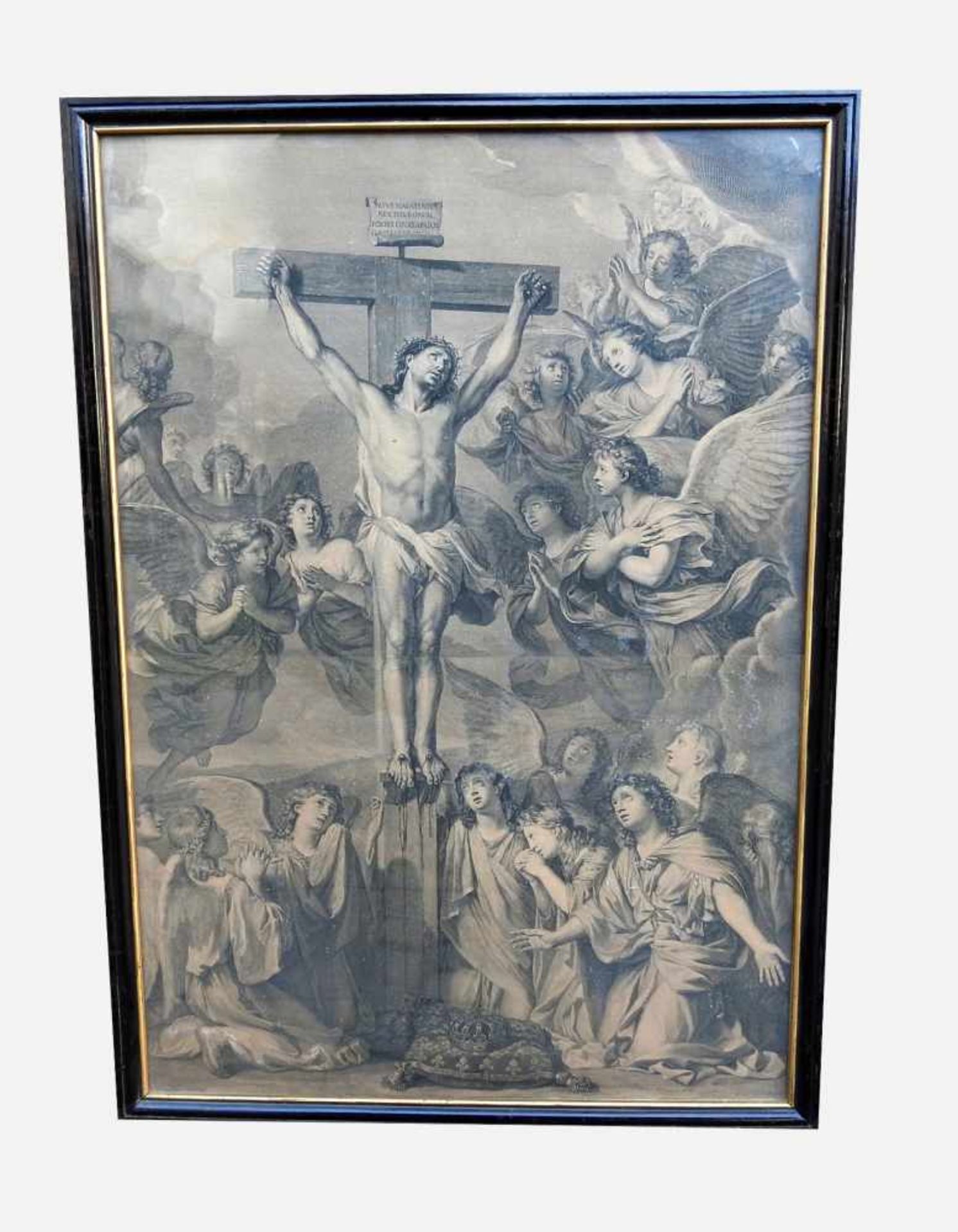 Gérard Edelinck, 1640 Antwerpen - 1707 ParisKupferstich/Papier. Jesus am Kreuz, nach einem Gemälde - Bild 2 aus 3