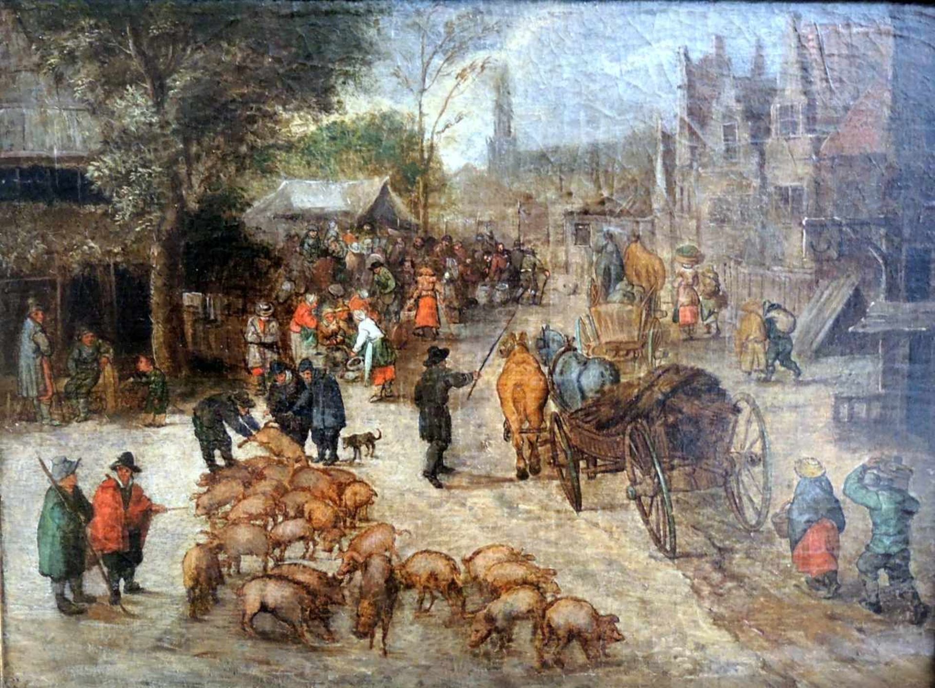 Jan Breughel d. J. WerkstattÖl/Holz. Schweinemarkt. Zahlreiche Personenstaffage in einem - Bild 2 aus 2