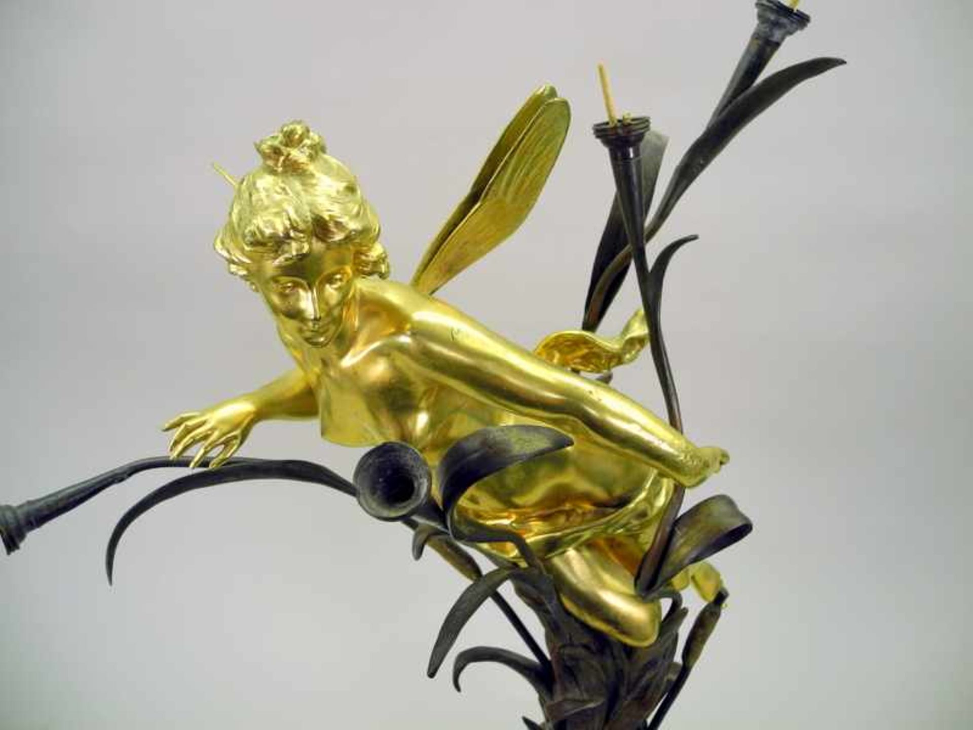 Gustavo Obiols Delgado, 1858 - 1902 SpanienBronze, gold und braun patiniert. Junge Nymphe mit - Bild 13 aus 13