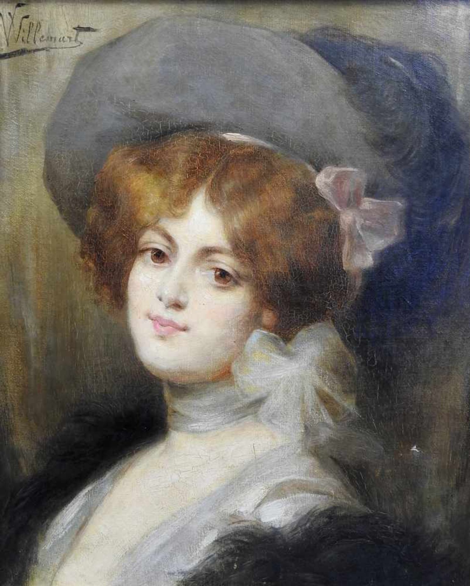 Louise Willemart, 1863 Frankreich - unbekanntÖl/Leinwand. Portrait einer eleganten Dame mit Hut.