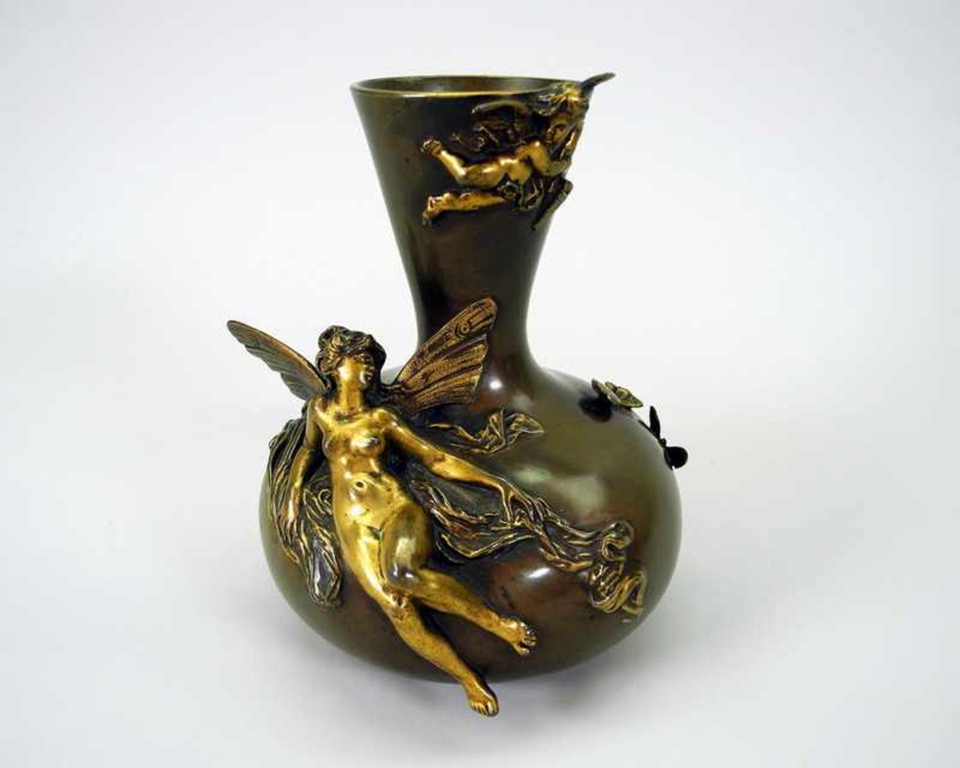 Louis-Ernest Barrias, 1841 Paris - 1905 ebendaBronze, braun patiniert. Feine Jugendstil-Vase mit - Bild 2 aus 11