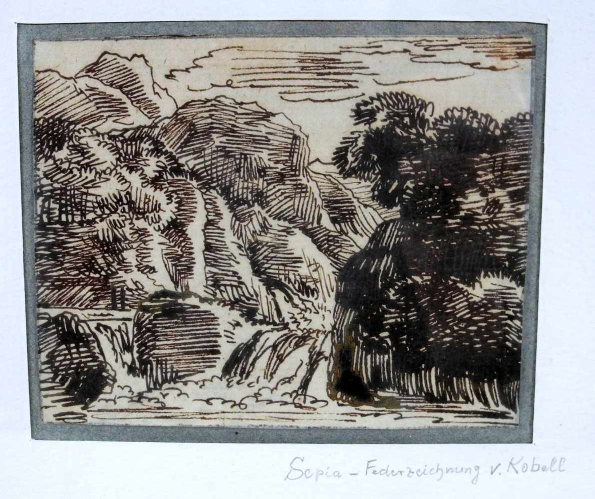 Franz Kobell, 1749 Mannheim - 1822 MünchenSepia-Federzeichnung. Kobell war Maler, Zeichner und