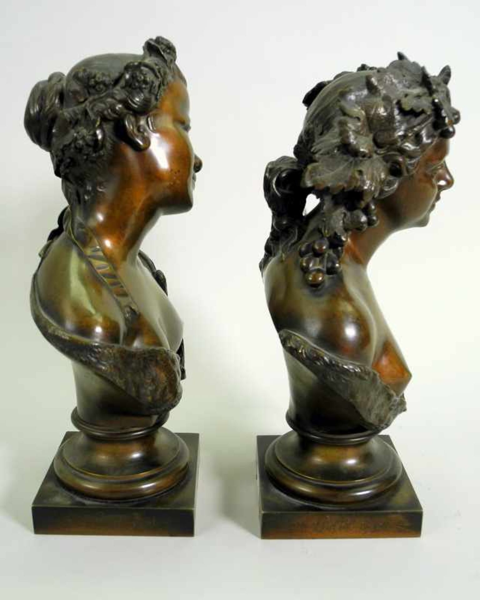 Joseph-Michel-Ange Pollet, 1814 Palermo - 1870 ParisBronze, braun patiniert. Paar weiblicher - Bild 6 aus 11