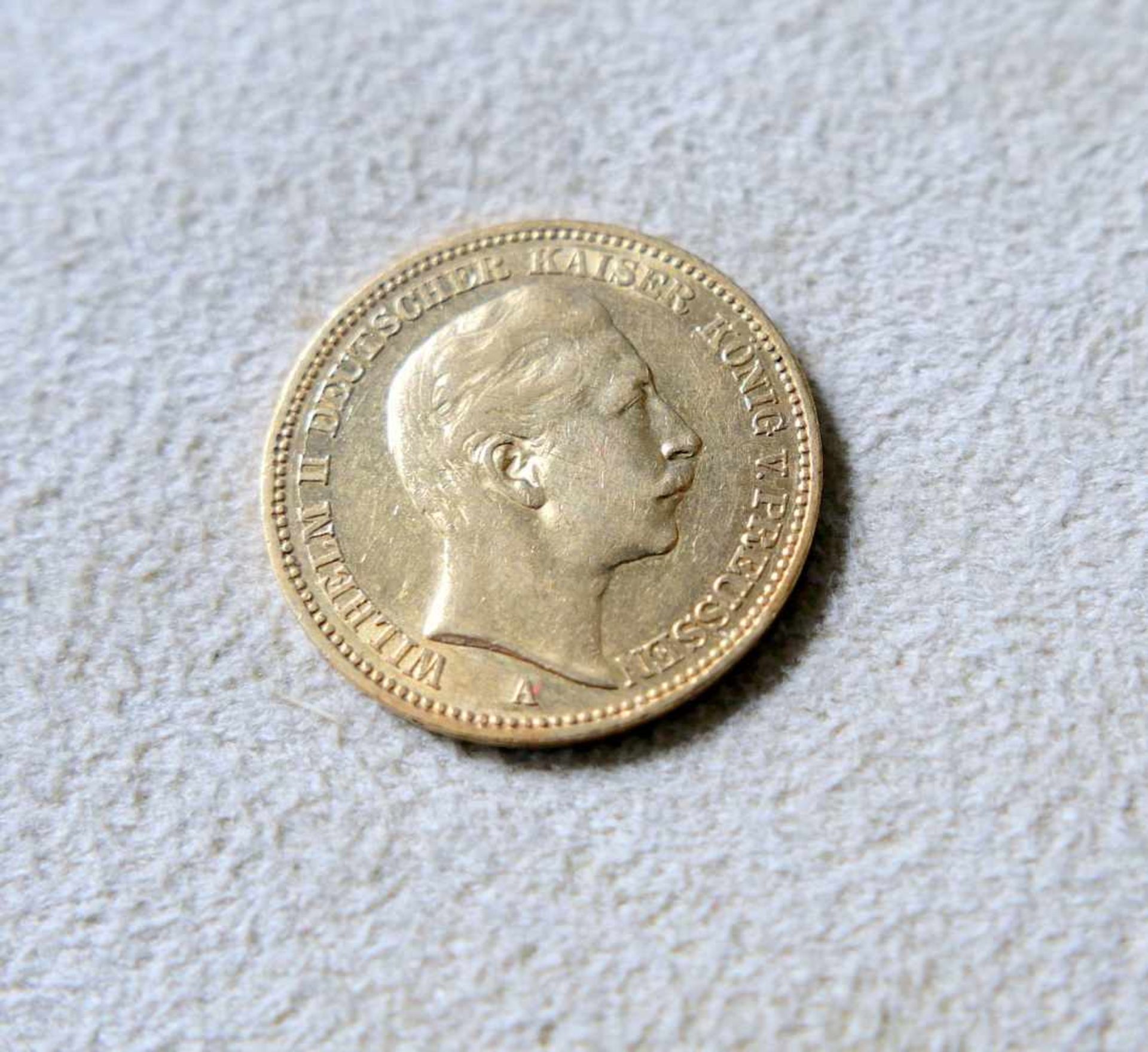 Goldmünze, 20 Reichsmark Kaiser Wilhelm II. von PreußenGold. 20 Reichsmark Kaiser Wilhelm II. von