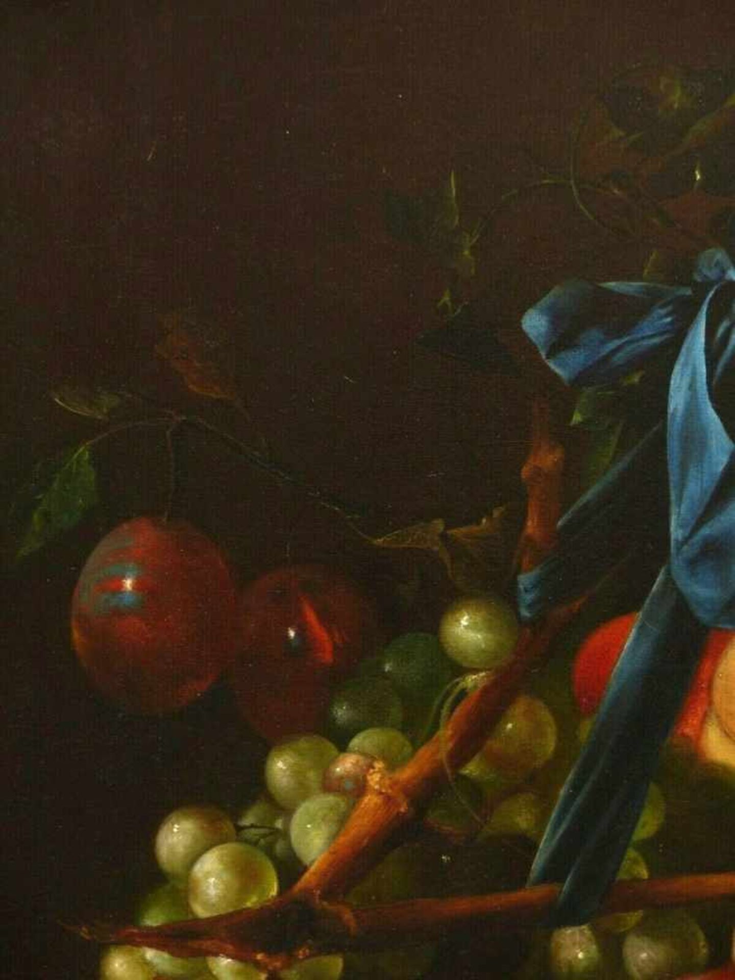 Cornelis de Heem Umkreis, 1631 Leiden – 1695 AntwerpenÖl/Leinwand, doub. Obstgirlande mit Trauben, - Image 5 of 10