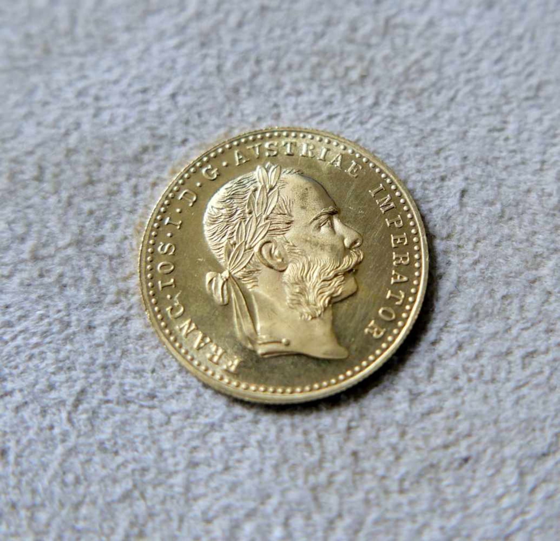 Goldmünze, 1 Dukat Kaiser Franz Joseph von ÖsterreichGold. 2 Florin Kaiser Franz Joseph von