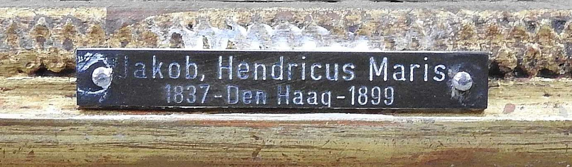 Jacob Hendricus Maris, 1837 Den Haag - 1899 KarlsbadÖl/Holz. Spaziergang auf Feldweg. Maris war - Image 3 of 5