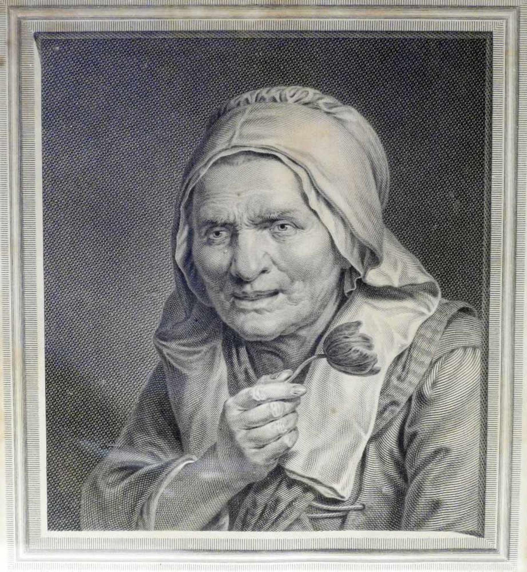 Jean Georges Wille, 1715 Dünsberg - 1808 ParisLithographie/Papier. "Soeur de le Bonne Femme de