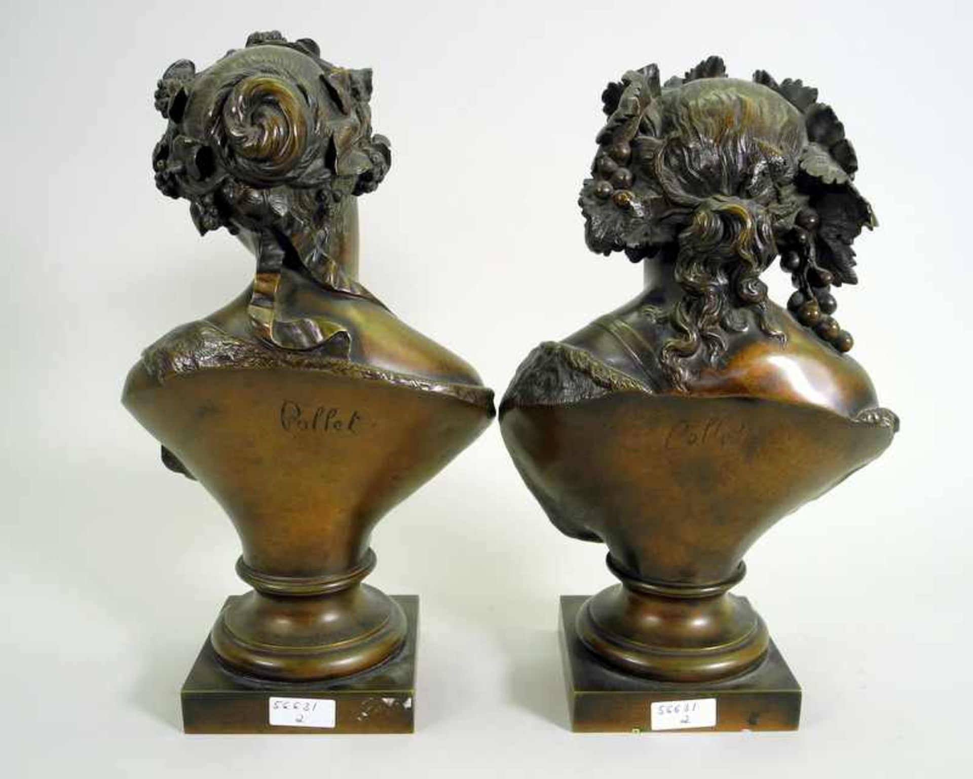 Joseph-Michel-Ange Pollet, 1814 Palermo - 1870 ParisBronze, braun patiniert. Paar weiblicher - Bild 4 aus 11