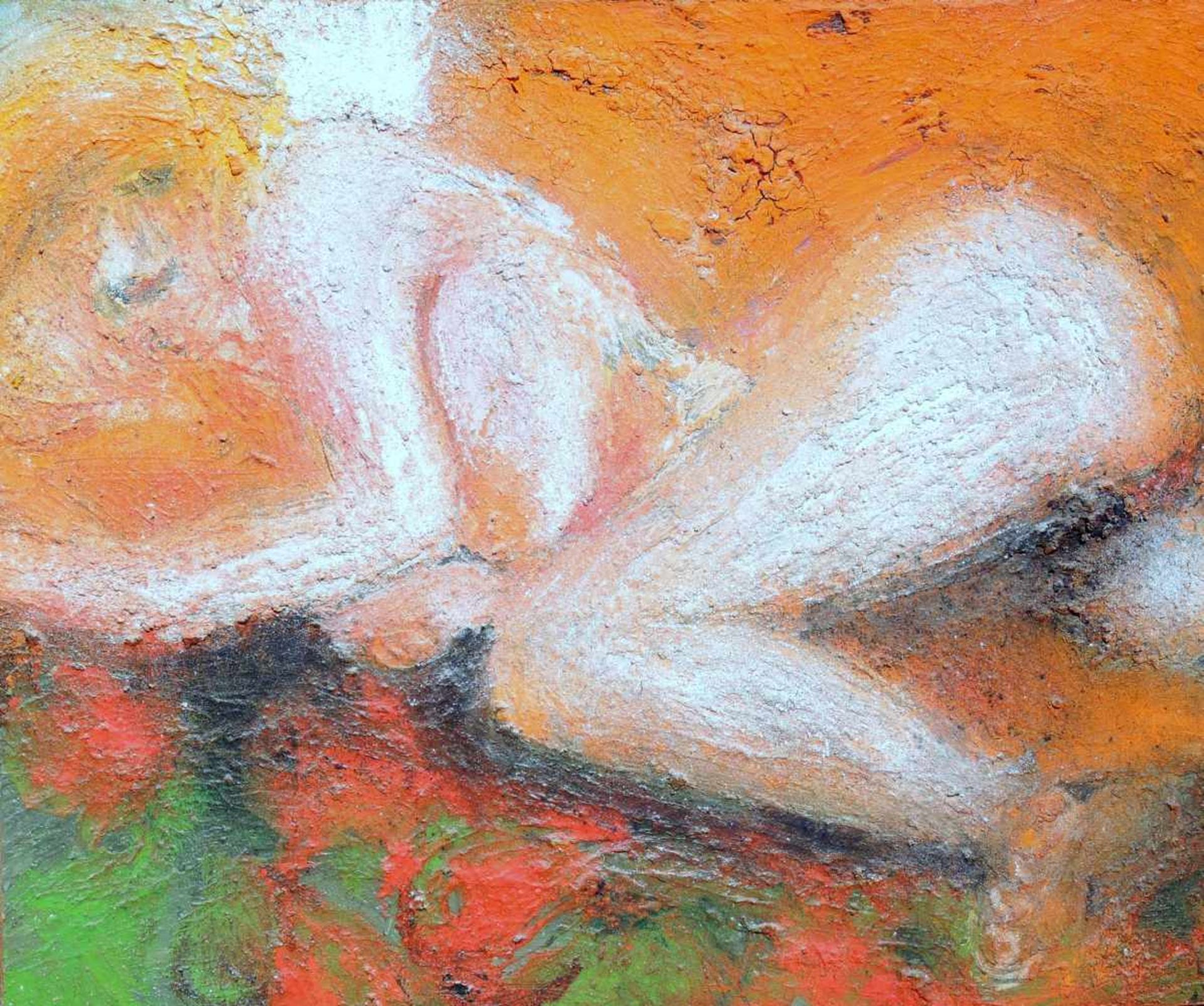 Dicke in OrangeAcryl/Leinwand. "Dicke in Orange". Verso signiert "Gabriele Stieghorst", auf "2000" - Image 2 of 3