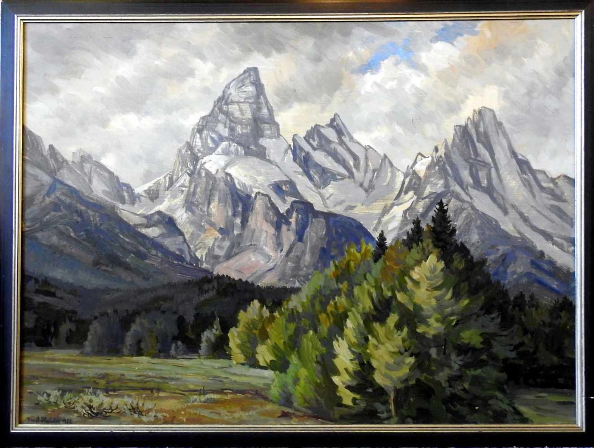 Ernst Haider, 1890 München - 1988 StarnbergÖl/Hartfaserplatte, der Grand Teton. Darstellung des - Bild 2 aus 5