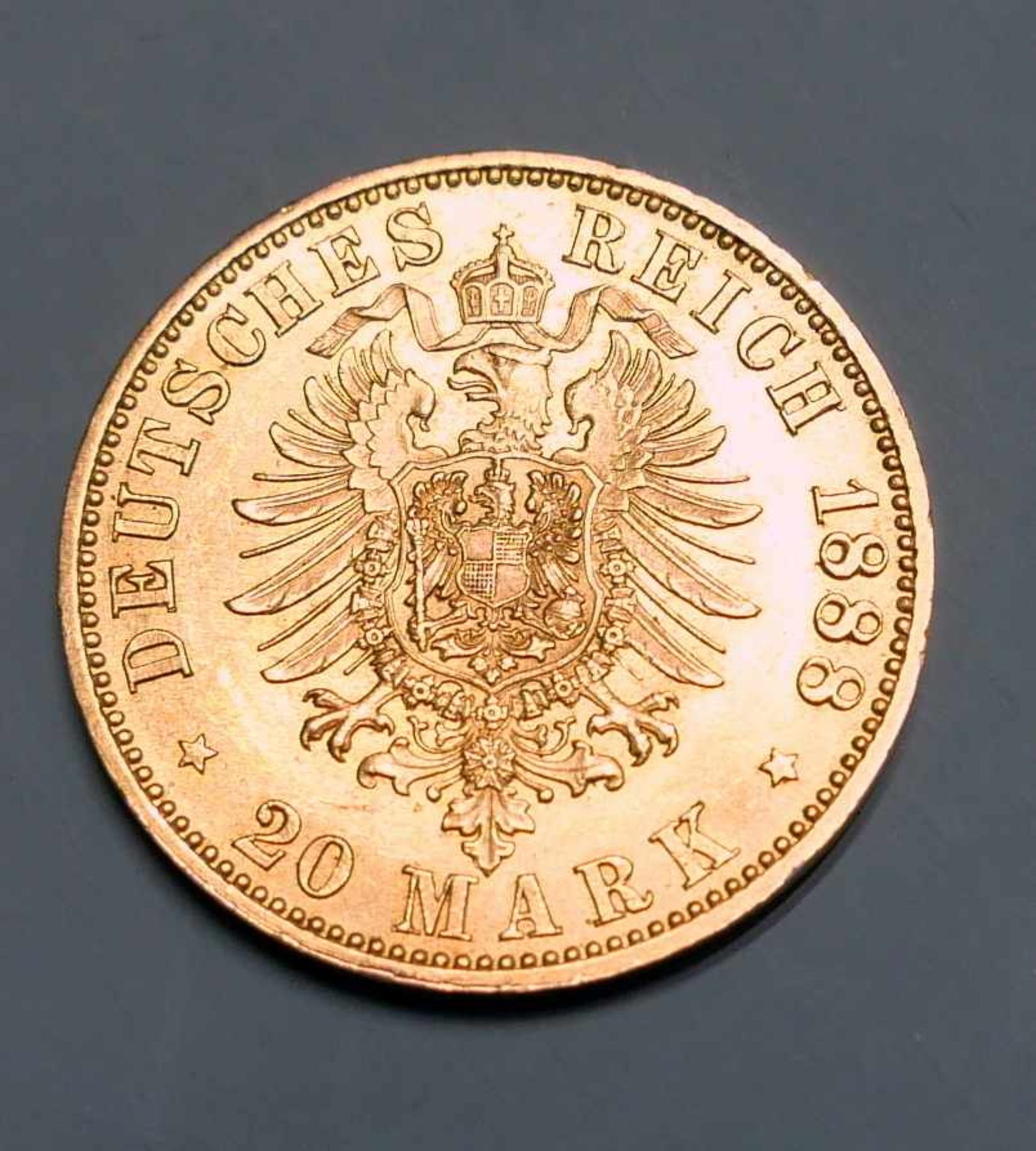 Goldmünze, 20 ReichsmarkGold. 20 Mark, Friedrich deutscher Kaiser König v. Preussen. A. Deutschland, - Image 2 of 2