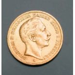 Goldmünze, 20 ReichsmarkGold. 20 Mark, Wilhelm II deutscher Kaiser König v. Preussen. A.