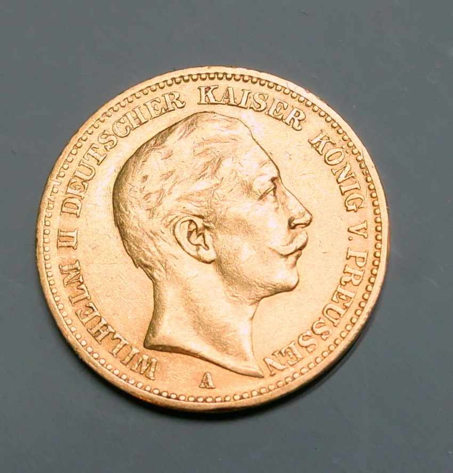 Goldmünze, 20 ReichsmarkGold. 20 Mark, Wilhelm II deutscher Kaiser König v. Preussen. A.