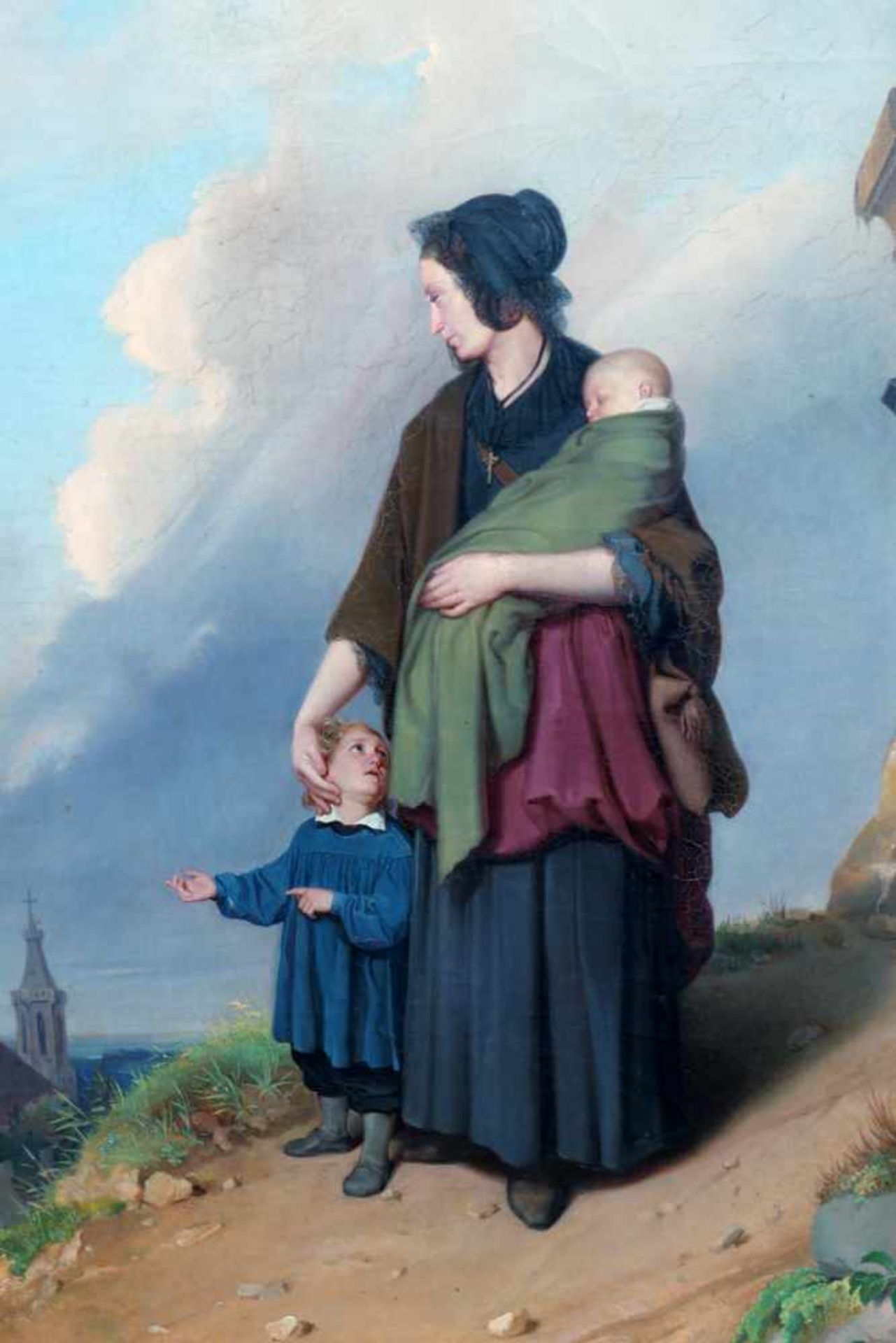 Friedrich l´Allemand, 1812 Hanau – 1866 WienÖl/Leinwand. Auf dem Weg zur Kirche. Zentral dargestellt