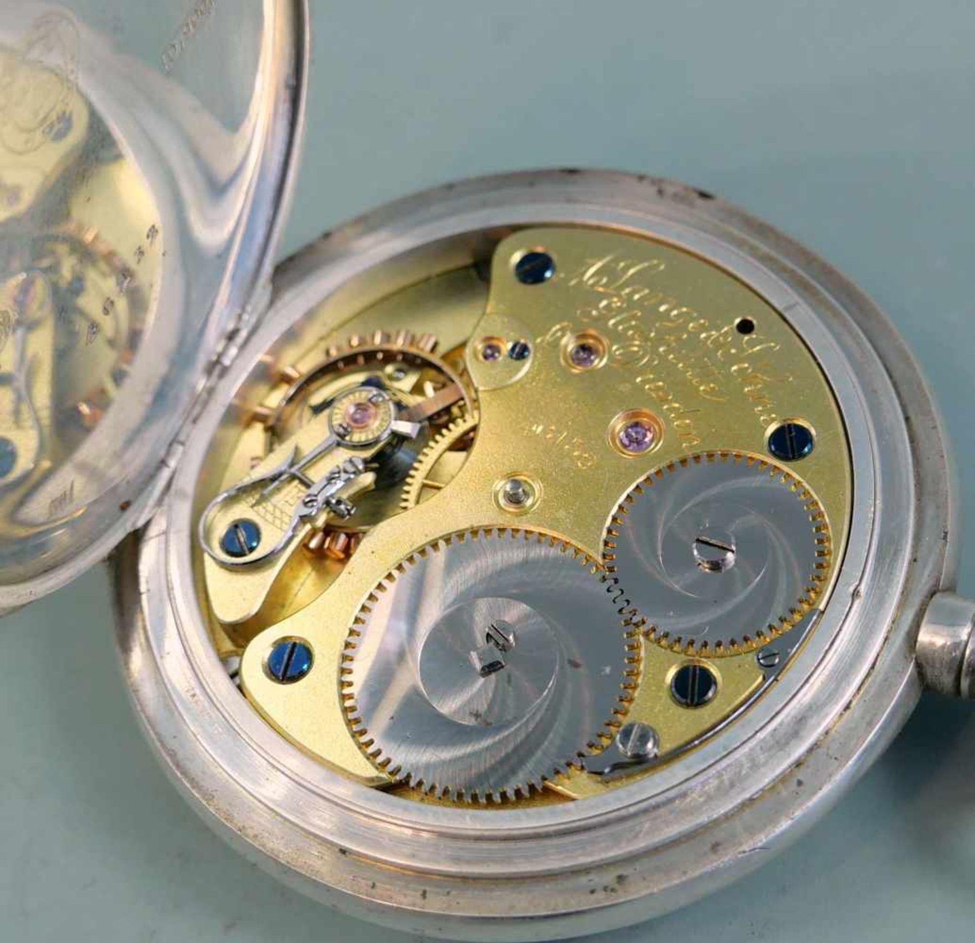 Glashütte Silber-SavonnetteSilber. A. Lange und Söhne Glashütte Taschenuhr mit Sprungdeckel in - Image 5 of 5