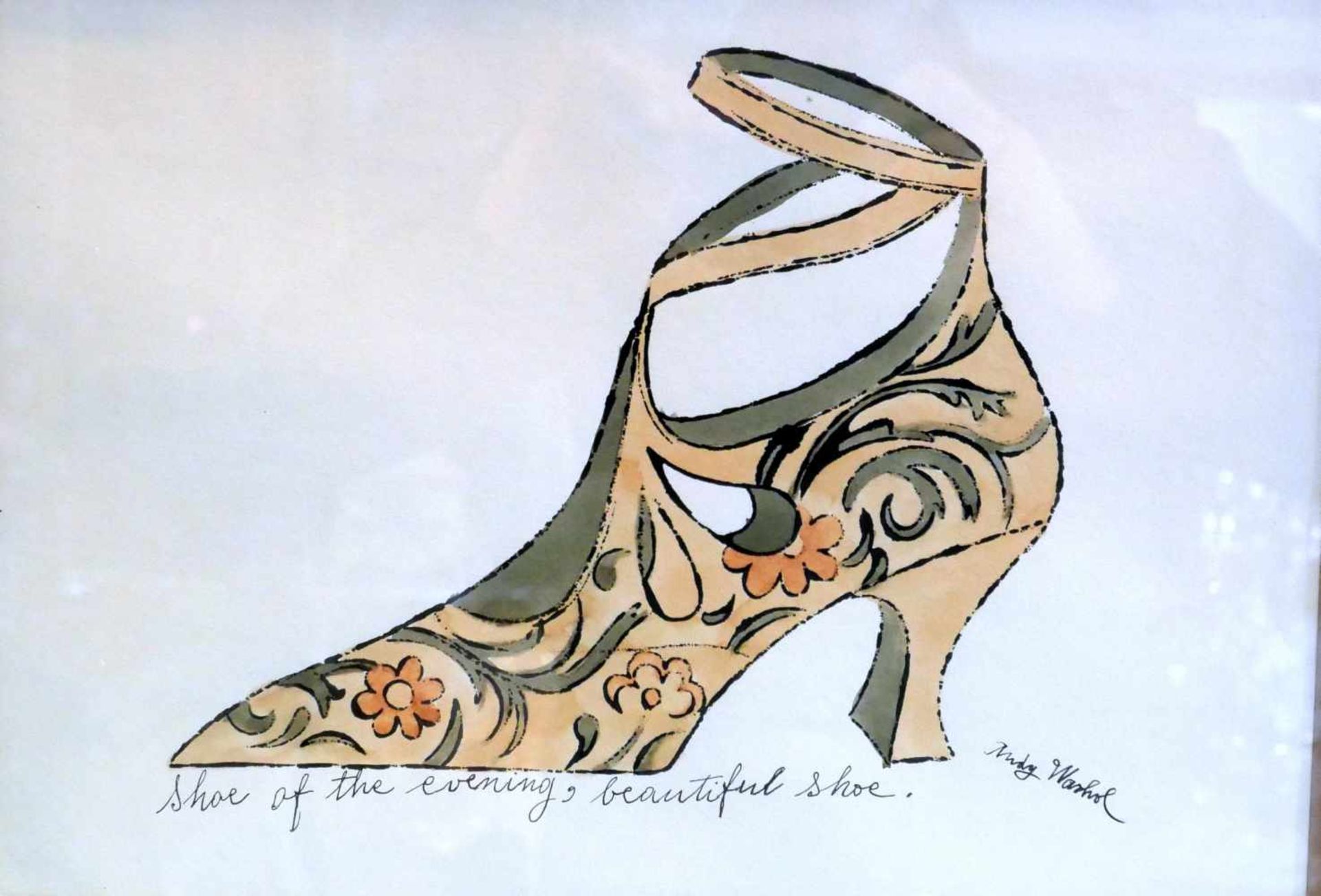 Andy Warhol, 1928 Pittsburgh - 1922 New YorkOffset-Lithografie und Aquarell/Papier. „Shoe of the