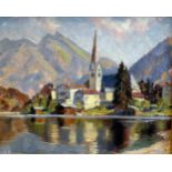 Erwin Kettemann, 1897 Tegernsee – 1971 TegernseeÖl/Leinwand. Rottach-Egern am Tegernsee. Ansicht der