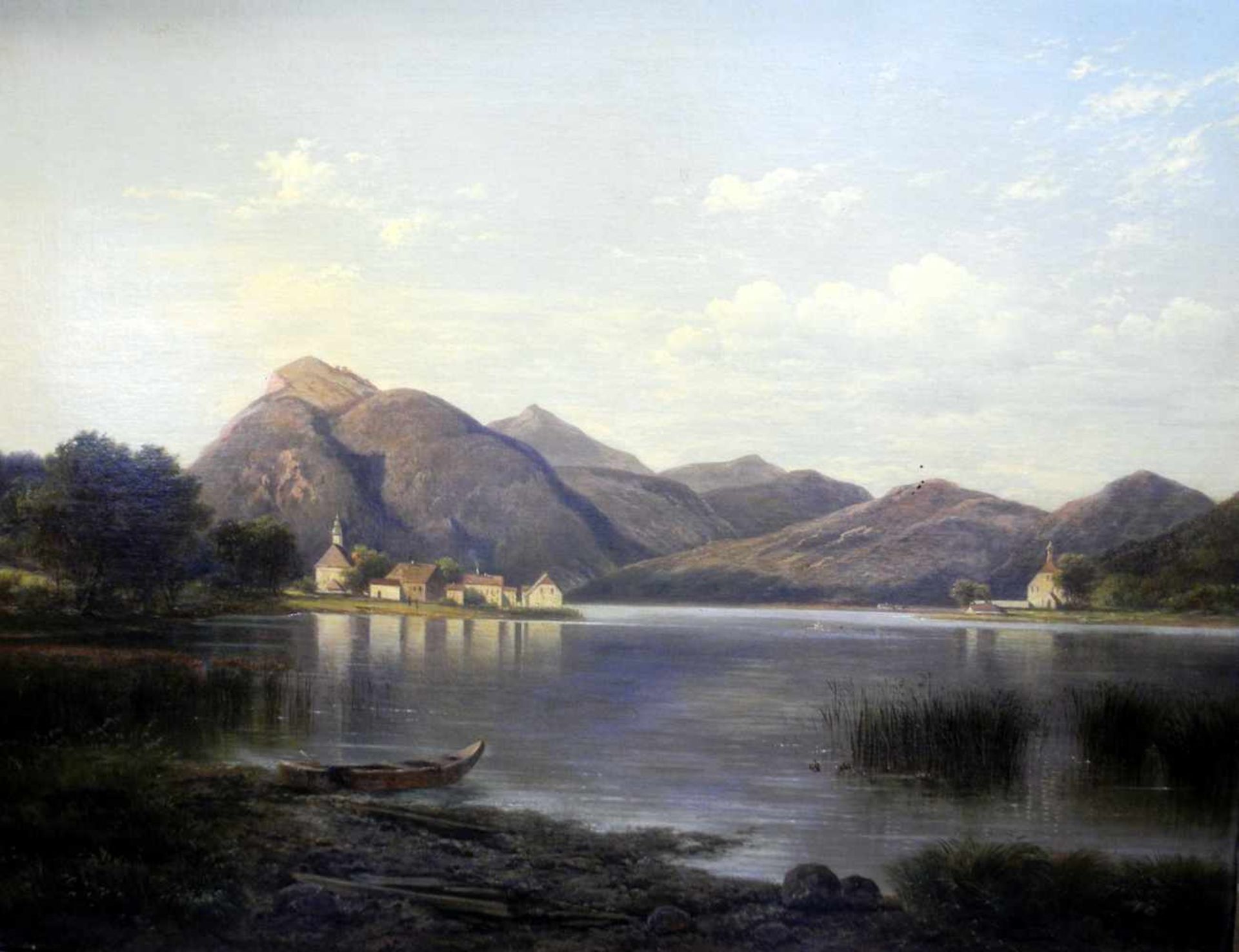 Carl Haefner, 1814 Lübeck - 1873 MünchenÖl/Leinwand, doub. Sonnige Ansicht des Walchensees. Seine