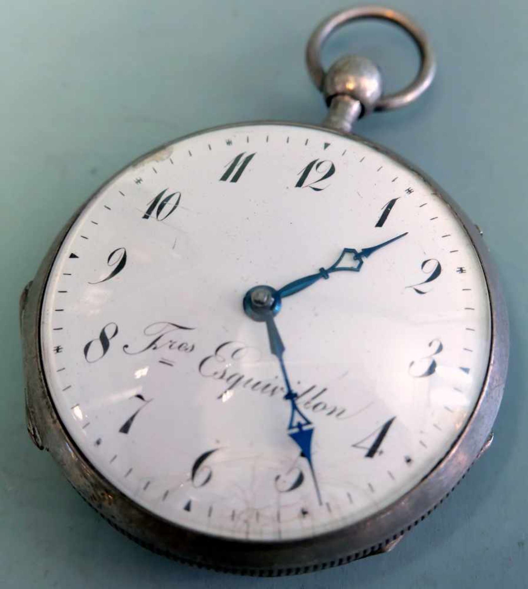 Taschenuhr mit DoppelschlagwerkSilber. Taschenuhr von Fres. Esquivillon Genève mit Schlagwerk 1/4