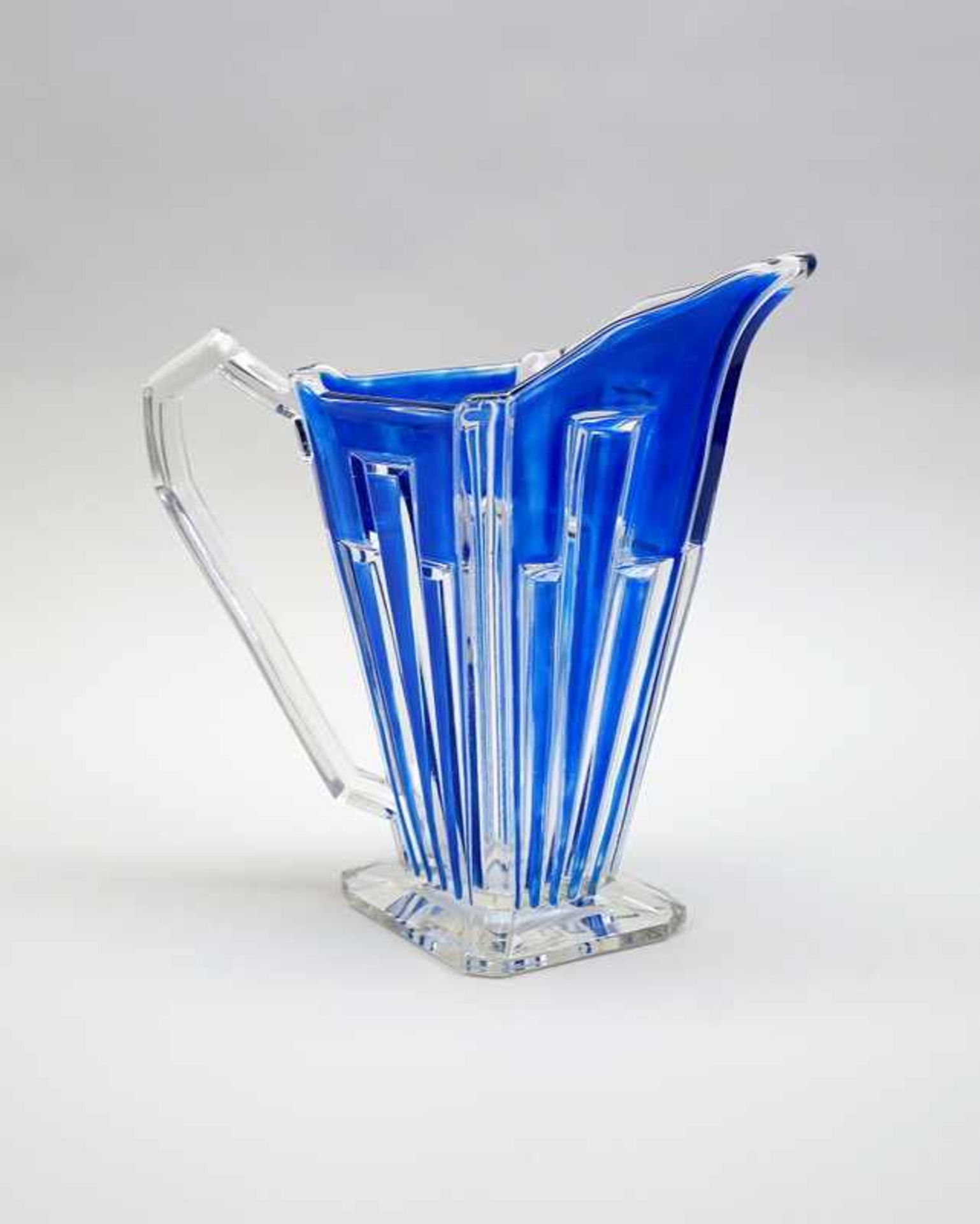 Art déco GlaskrugDurchsichtiges Glas blau emailliert mit geschliffener Oberfläche und - Bild 2 aus 2