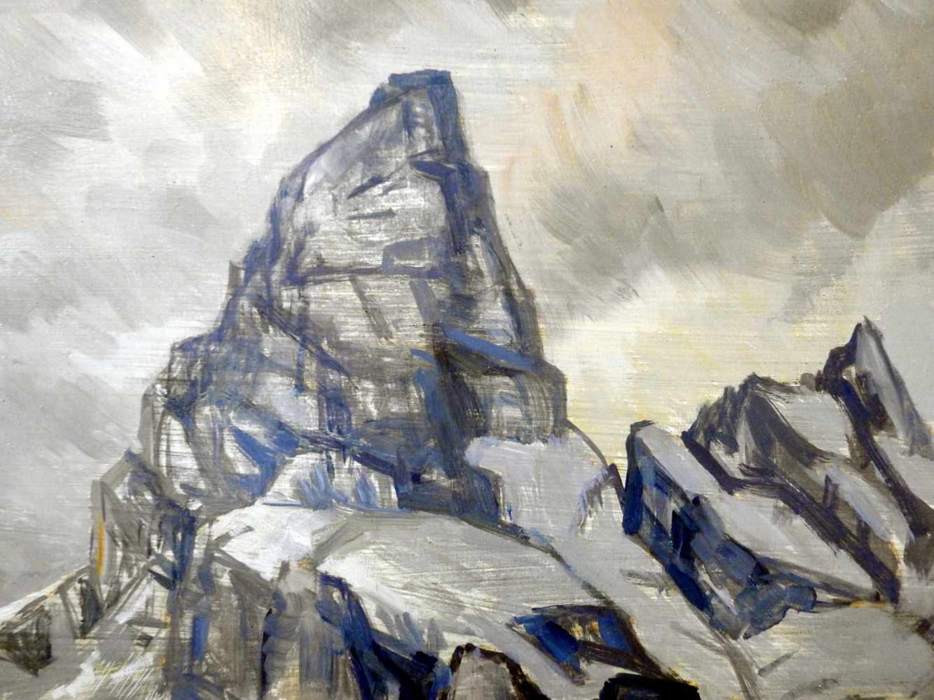 Ernst Haider, 1890 München - 1988 StarnbergÖl/Hartfaserplatte, der Grand Teton. Darstellung des - Bild 4 aus 5