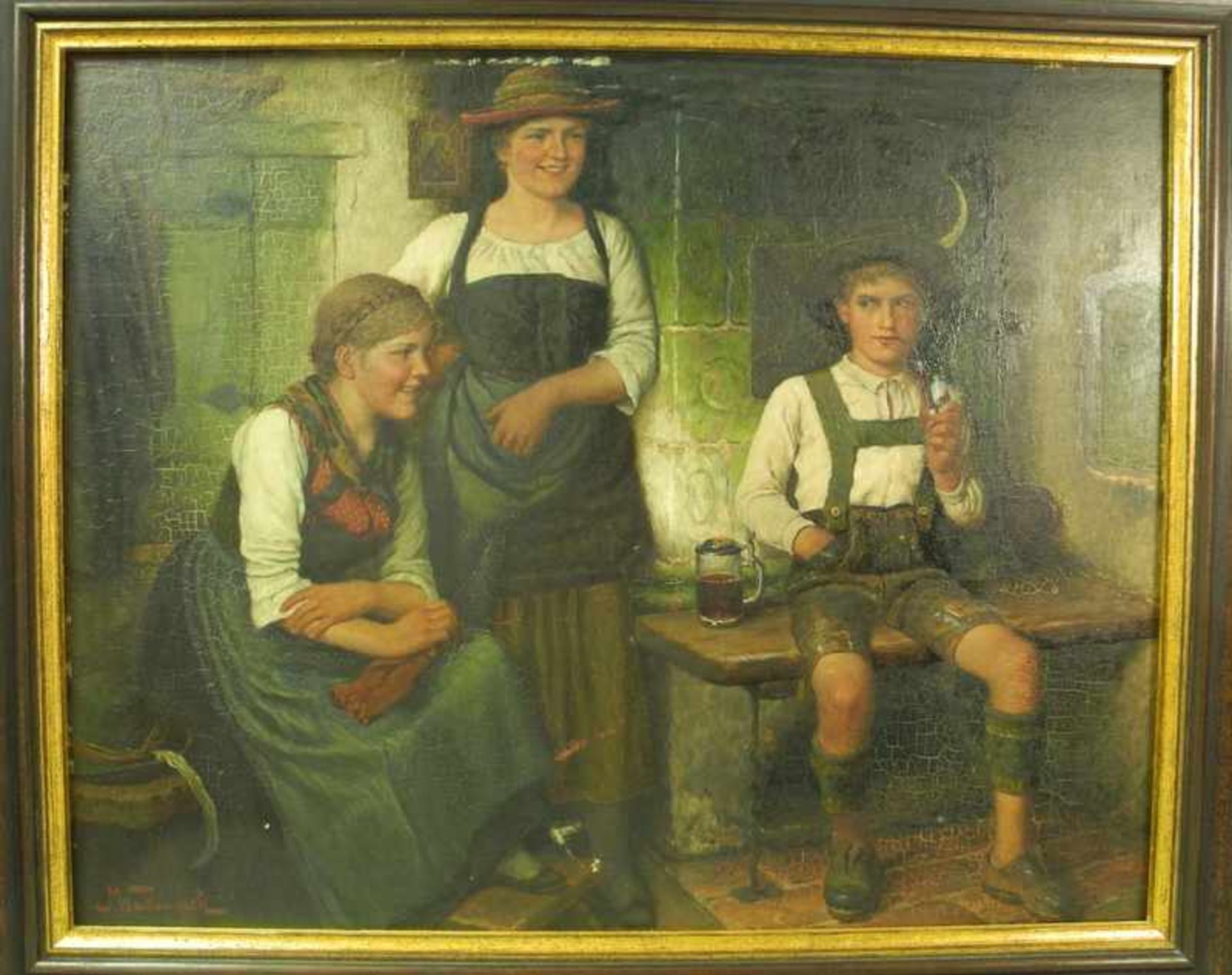 Maximilian Wachsmuth, 1859 Laßrönne - München 1912Öl/Holz. Zwei junge Bäuerinnen in Sonntagstracht - Bild 6 aus 8