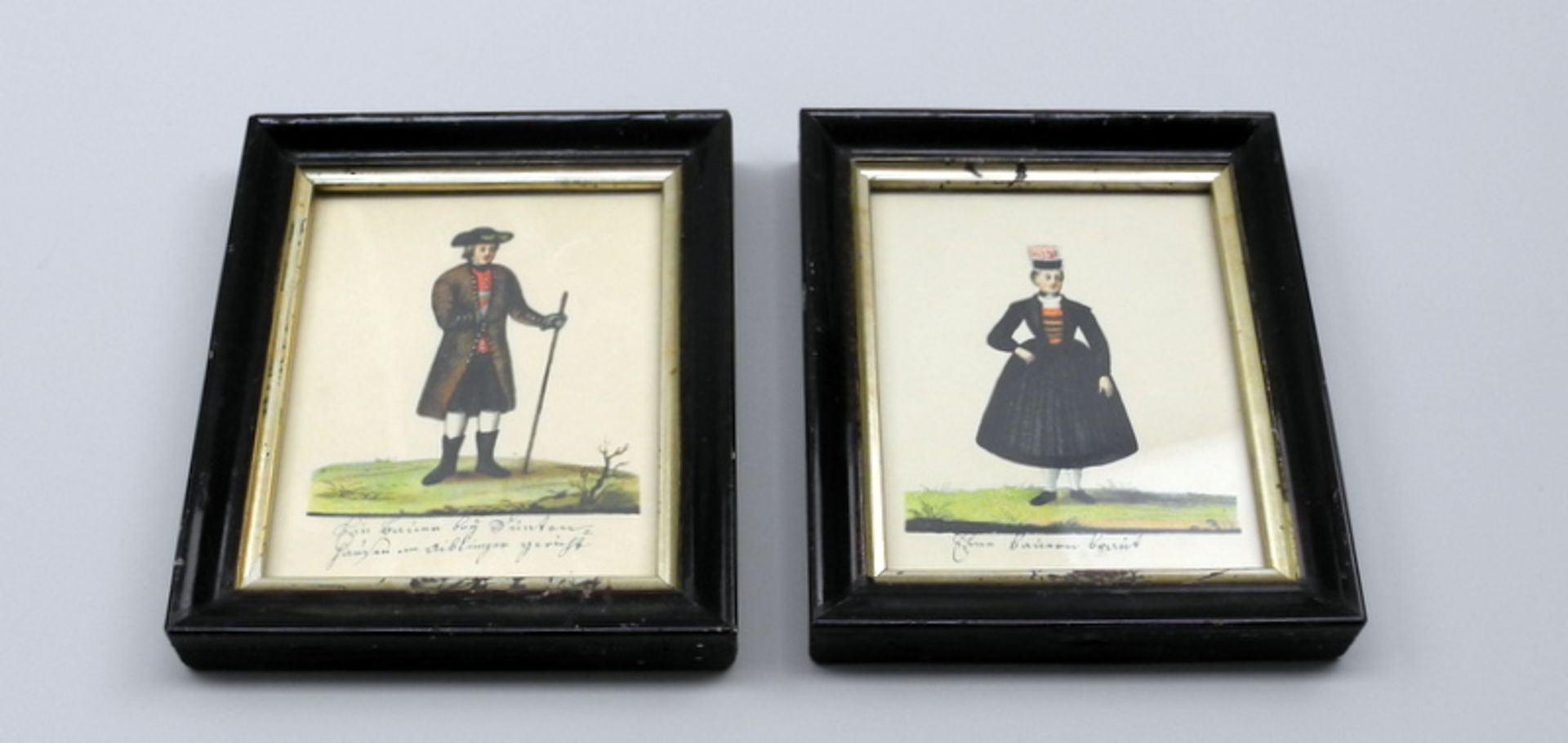 Kleine MiniaturenKolorierte Lithographie/Papier. Darstellungen von Edelmännern und Edeldamen im - Bild 3 aus 3