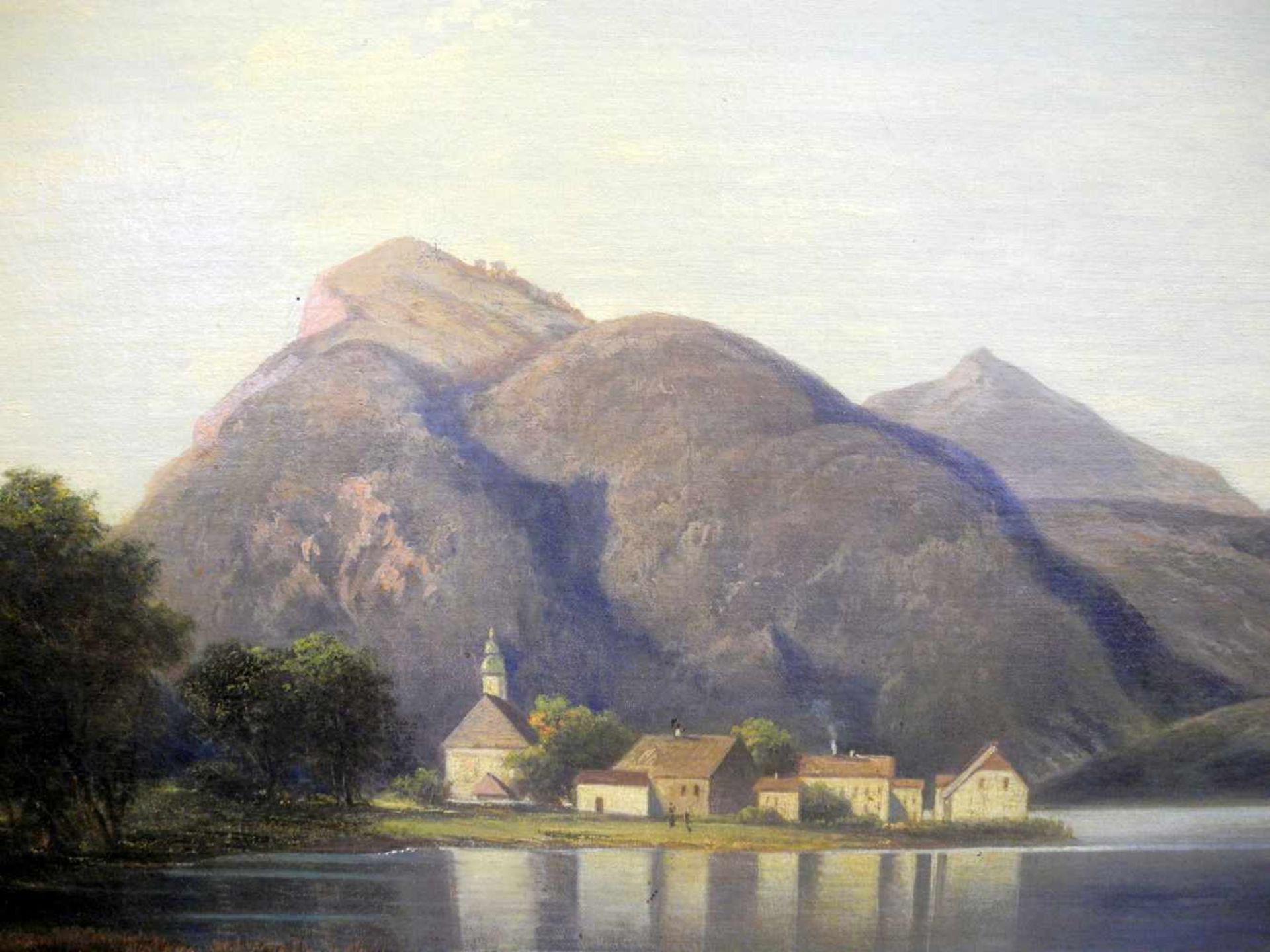 Carl Haefner, 1814 Lübeck - 1873 MünchenÖl/Leinwand, doub. Sonnige Ansicht des Walchensees. Seine - Bild 3 aus 9