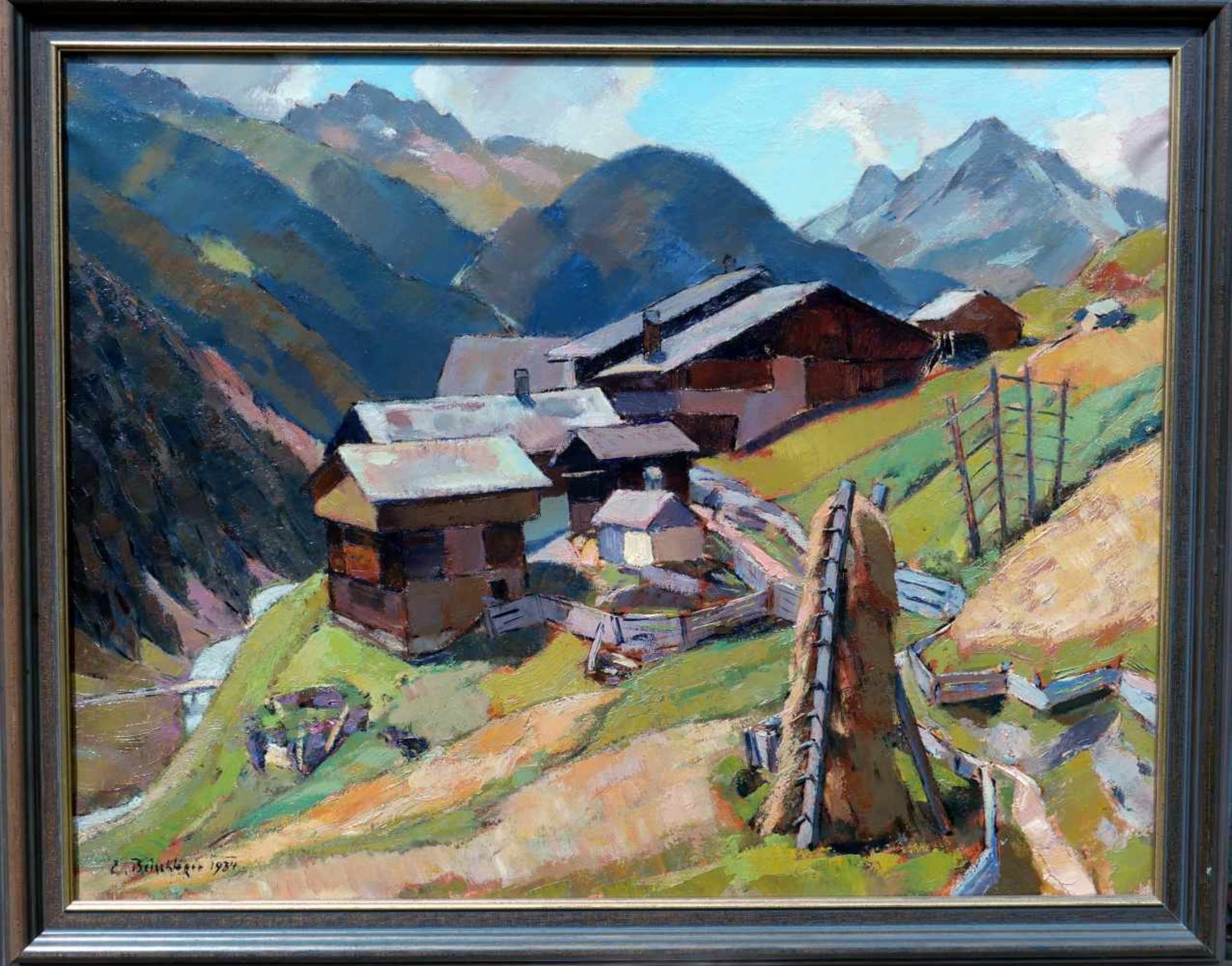 Emil Beischläger, 1897 Wien – 1977 WienÖl/Leinwand. Sommer in den Bergen. Ansicht eines kleinen - Bild 2 aus 2