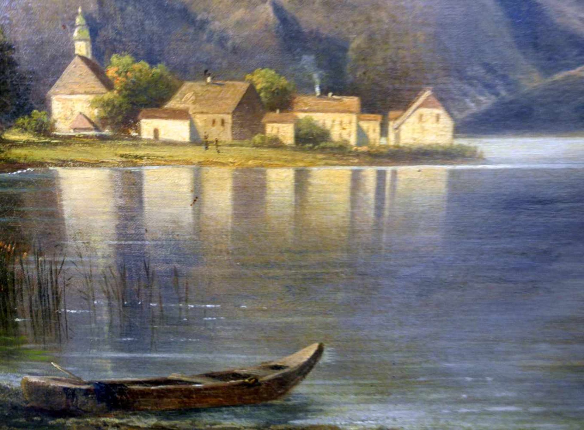 Carl Haefner, 1814 Lübeck - 1873 MünchenÖl/Leinwand, doub. Sonnige Ansicht des Walchensees. Seine - Bild 2 aus 9