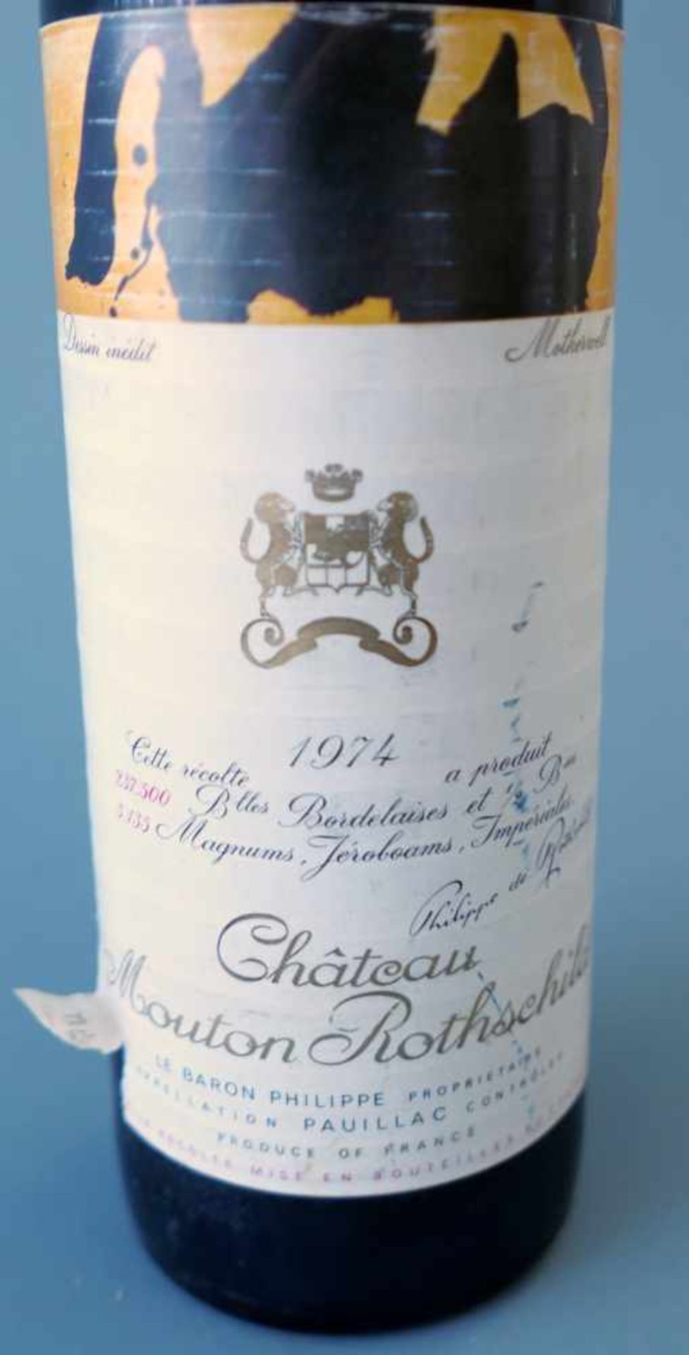 Chateau Mouton RothschildJahrgang 1974, Inhalt 1500 ml. Etikett mit einem Kunstwerk von Robert - Bild 2 aus 2