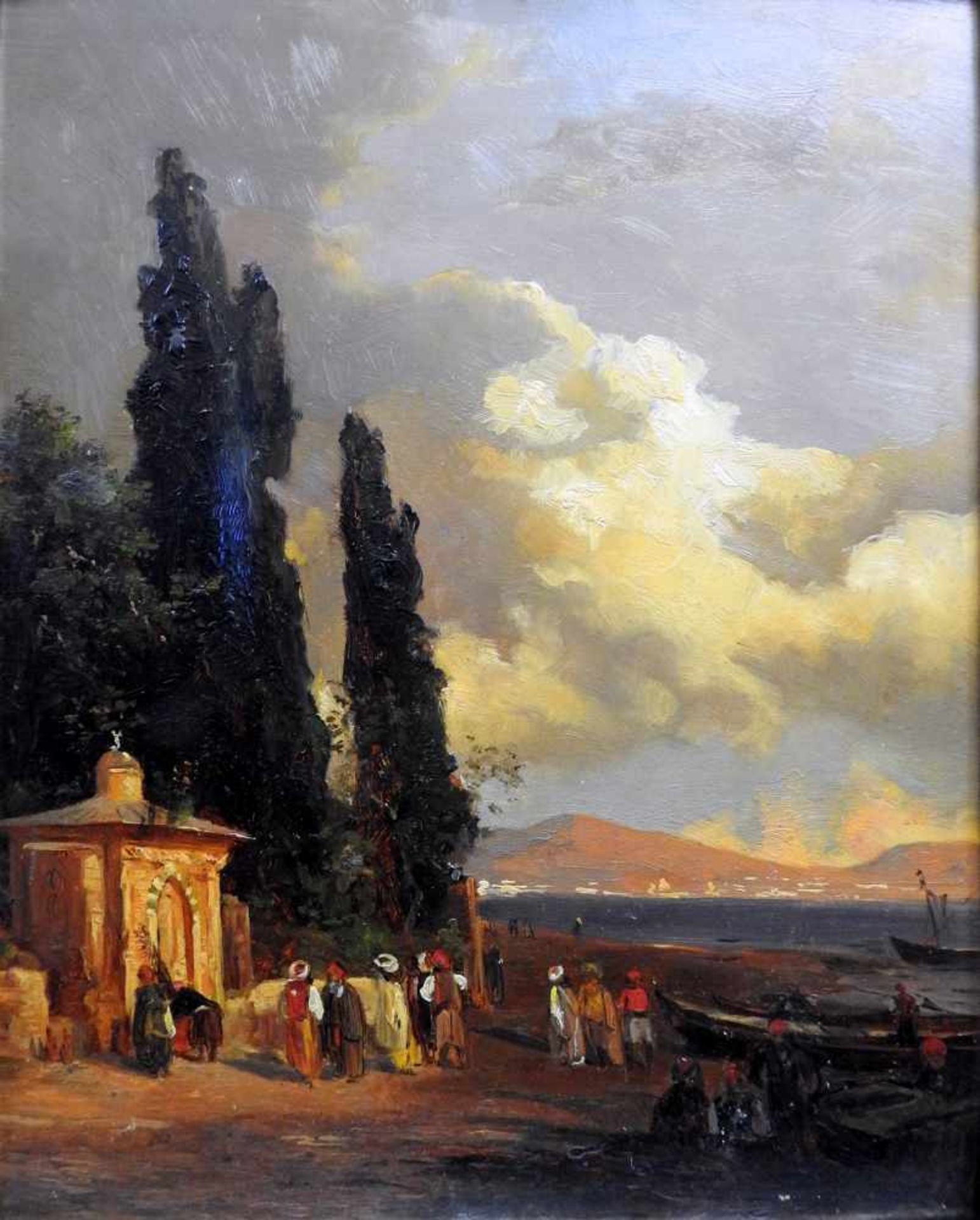 Wilhelm Gentz, 1822 Neuruppin - 1890 BerlinÖl/Holzfaserplatte. Orientalische Gesellschaft am